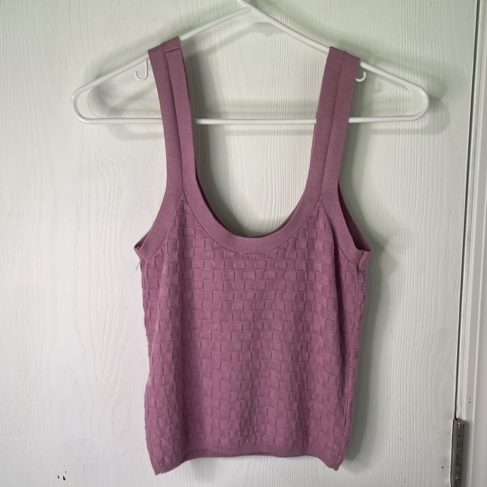Abercrombie & Fitch Like New Checker Textured Plum Sleeveless Crop Size Small - Picture 2 of 3